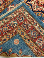 3x23 Red and Blue Kazak Tribal Runner