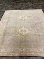 7x7 Beige and Gold Turkish Tribal Rug