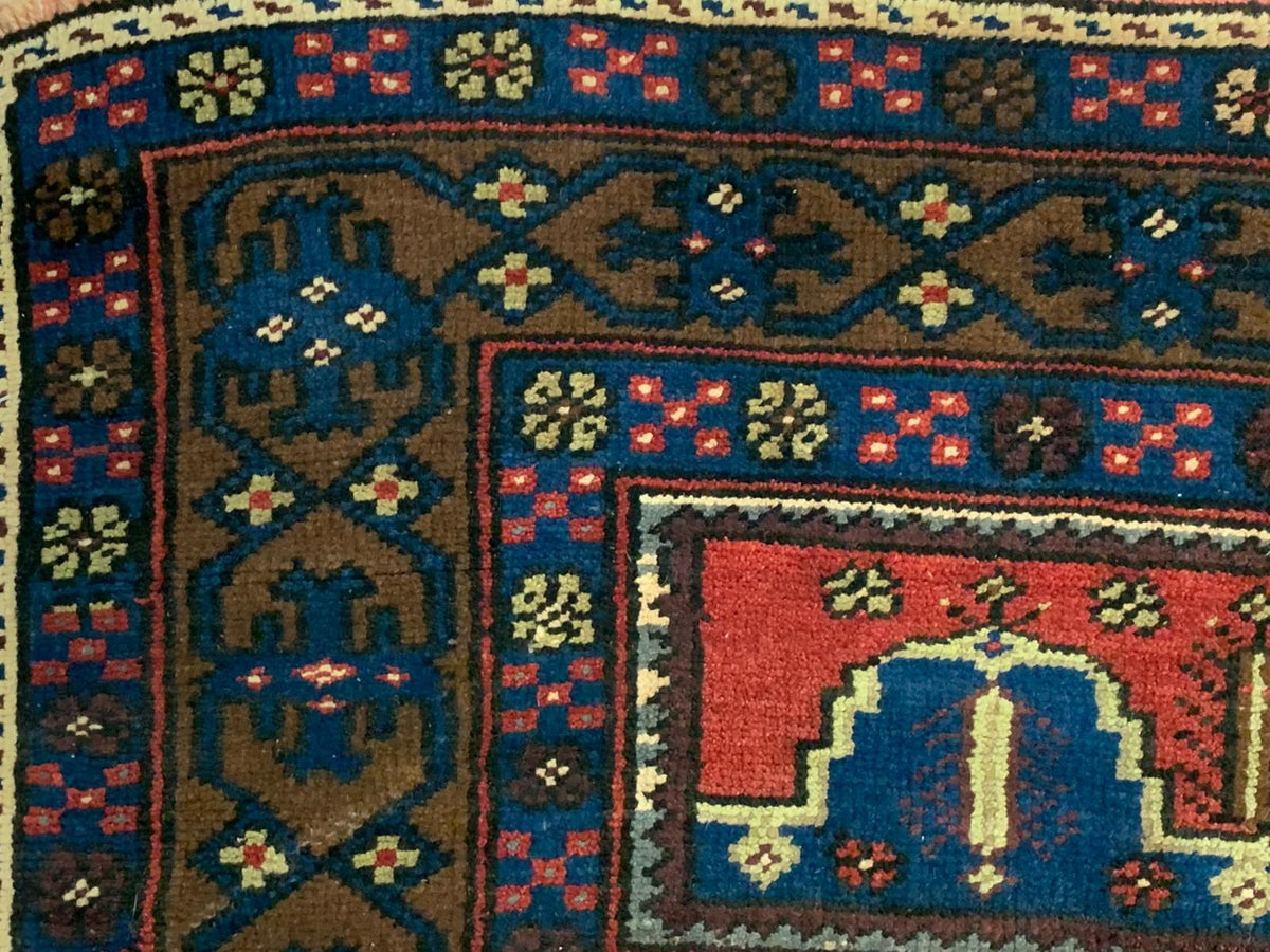 5x8 Red and Navy Turkish Tribal Rug
