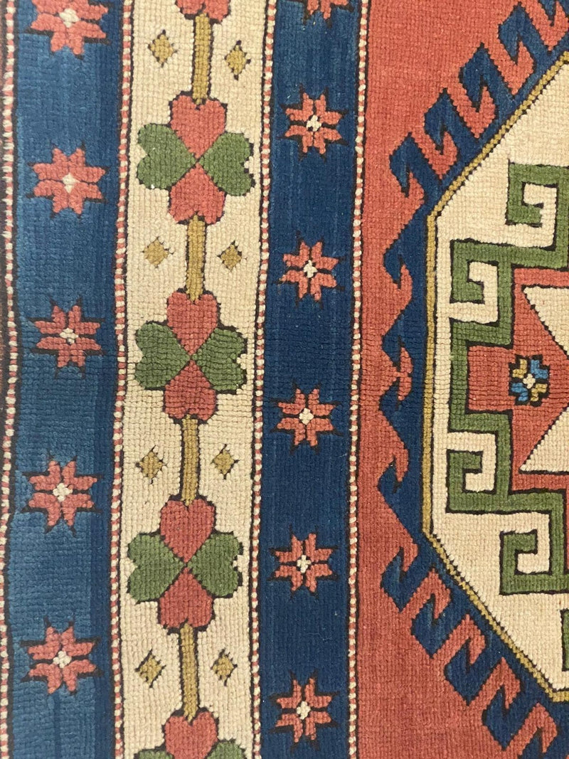 6x7 Red and Blue Turkish Tribal Rug