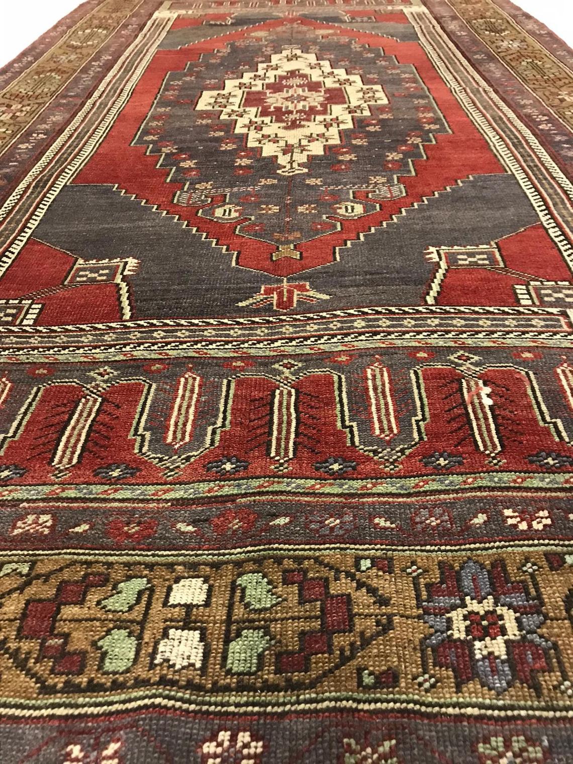 6x10 Purple and Green Turkish Tribal Rug