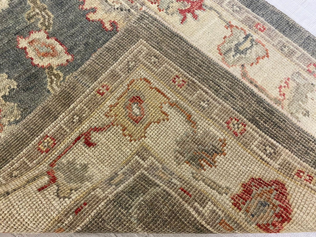 3x10 Gray and Off White Turkish Oushak Runner