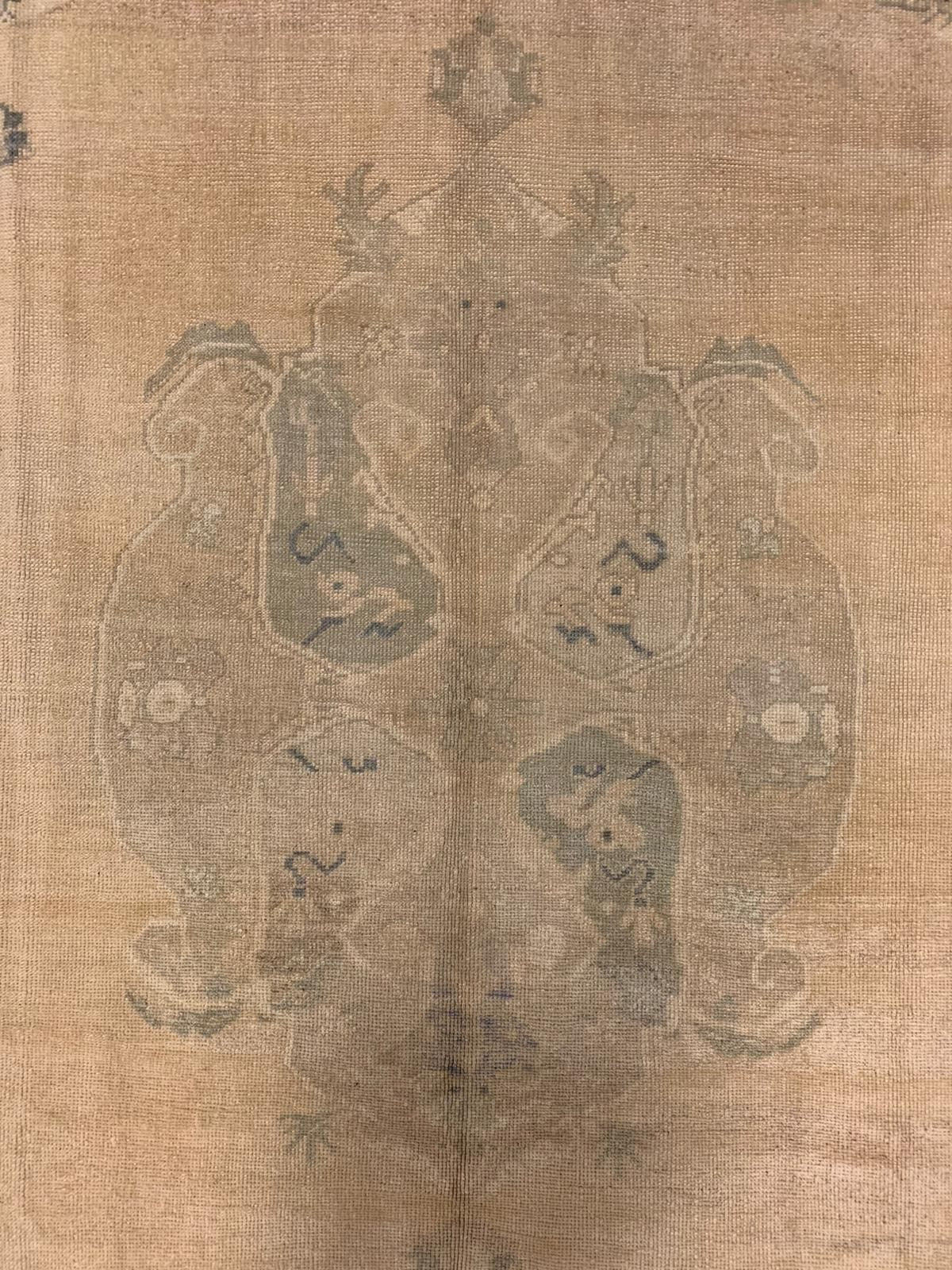 6x9 Gold and Blue Turkish Tribal Rug