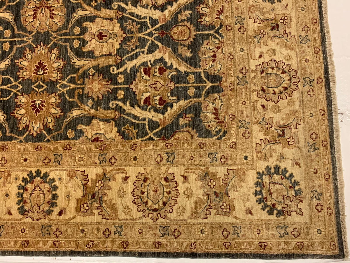 6x9 Gray and Ivory Turkish Oushak Rug