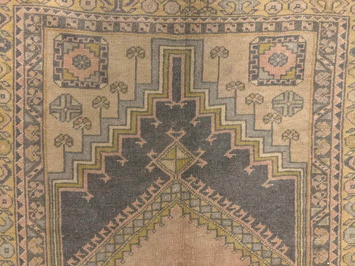 4x7 Blue and Gold Turkish Tribal Rug