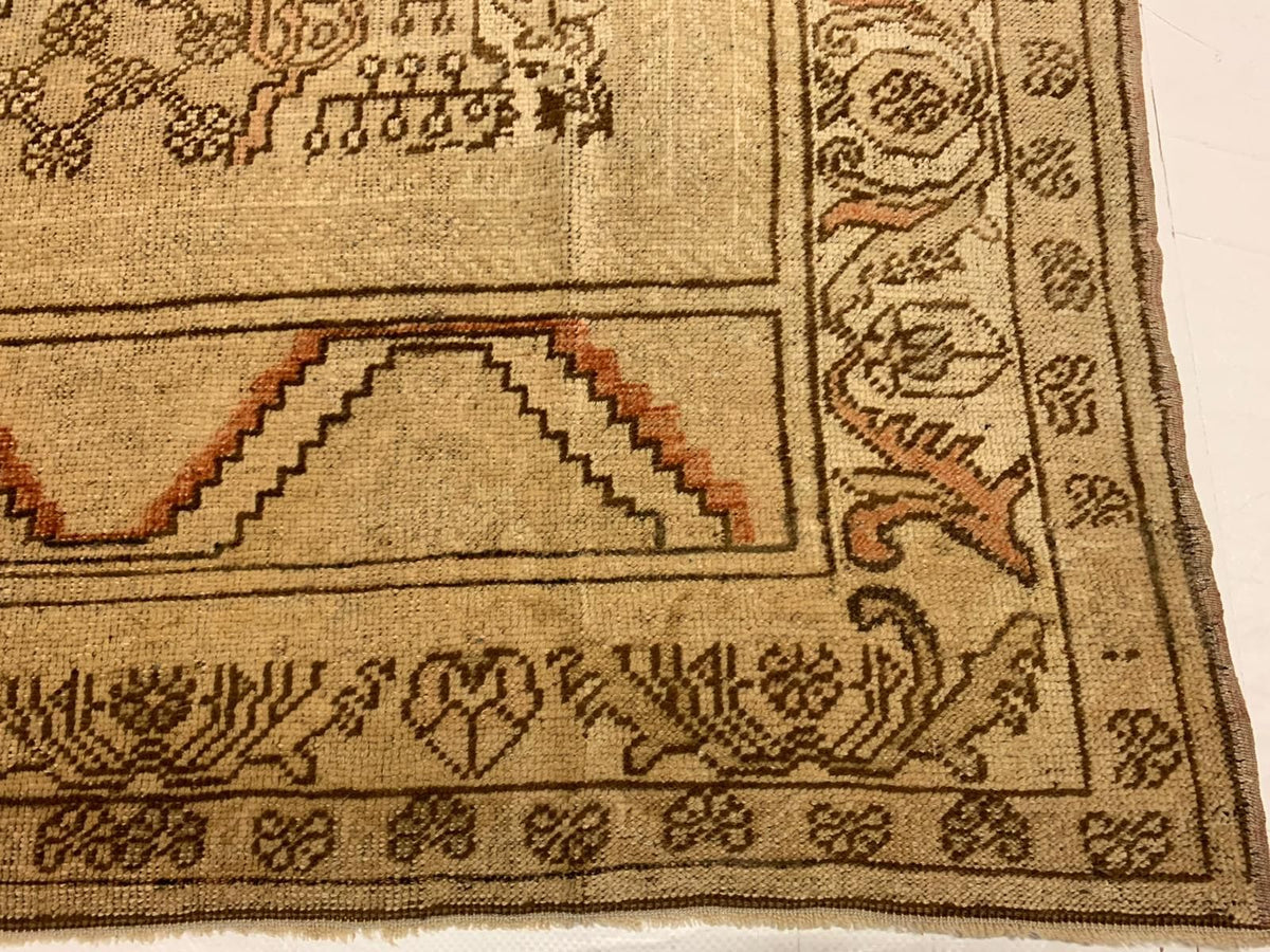 6x10 Ivory and Ivory Turkish Tribal Rug