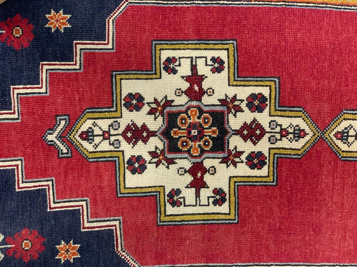 4x7 Red and Ivory Turkish Tribal Rug