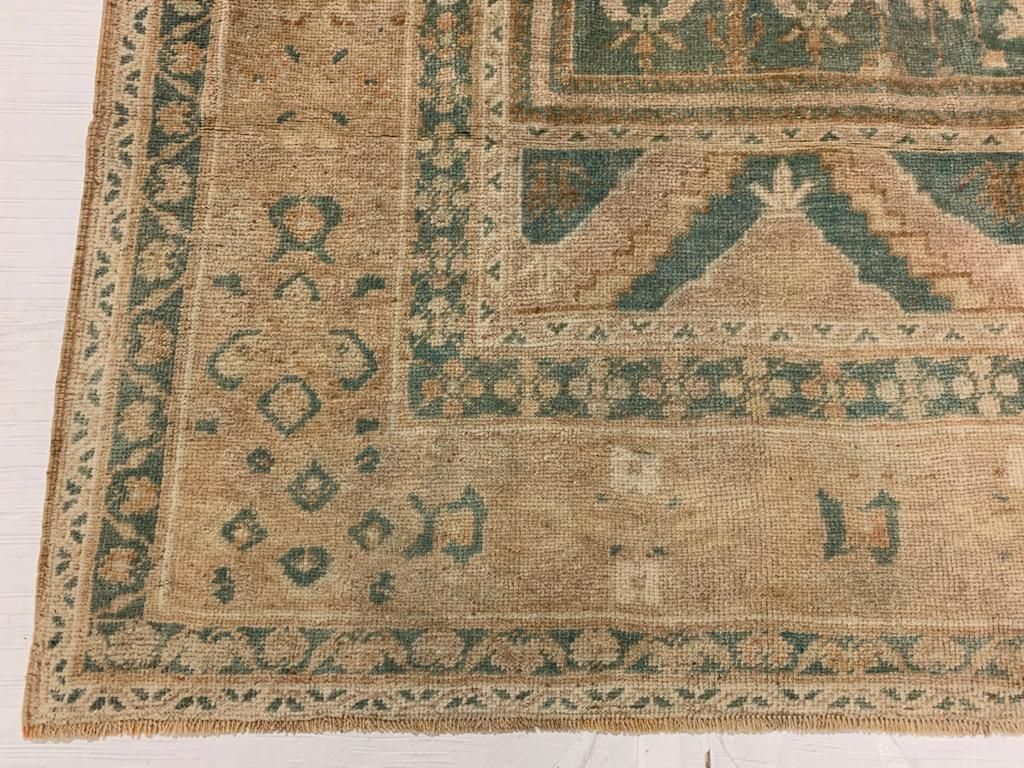 6x11 Peach and Light Blue Turkish Tribal Rug
