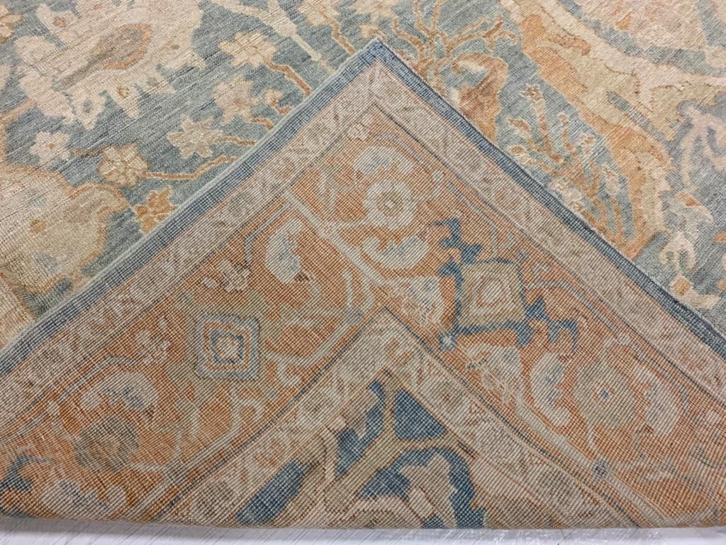 8x10 Light Blue and Rust Turkish Oushak Rug