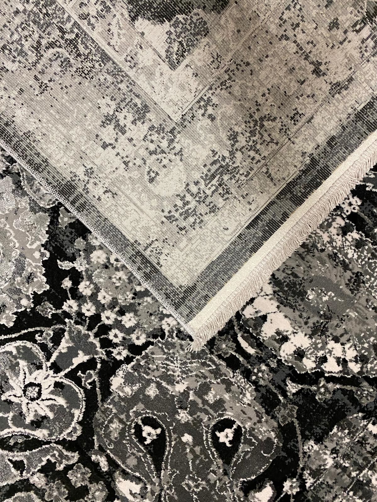 8x11 Black and White Turkish Antep Rug