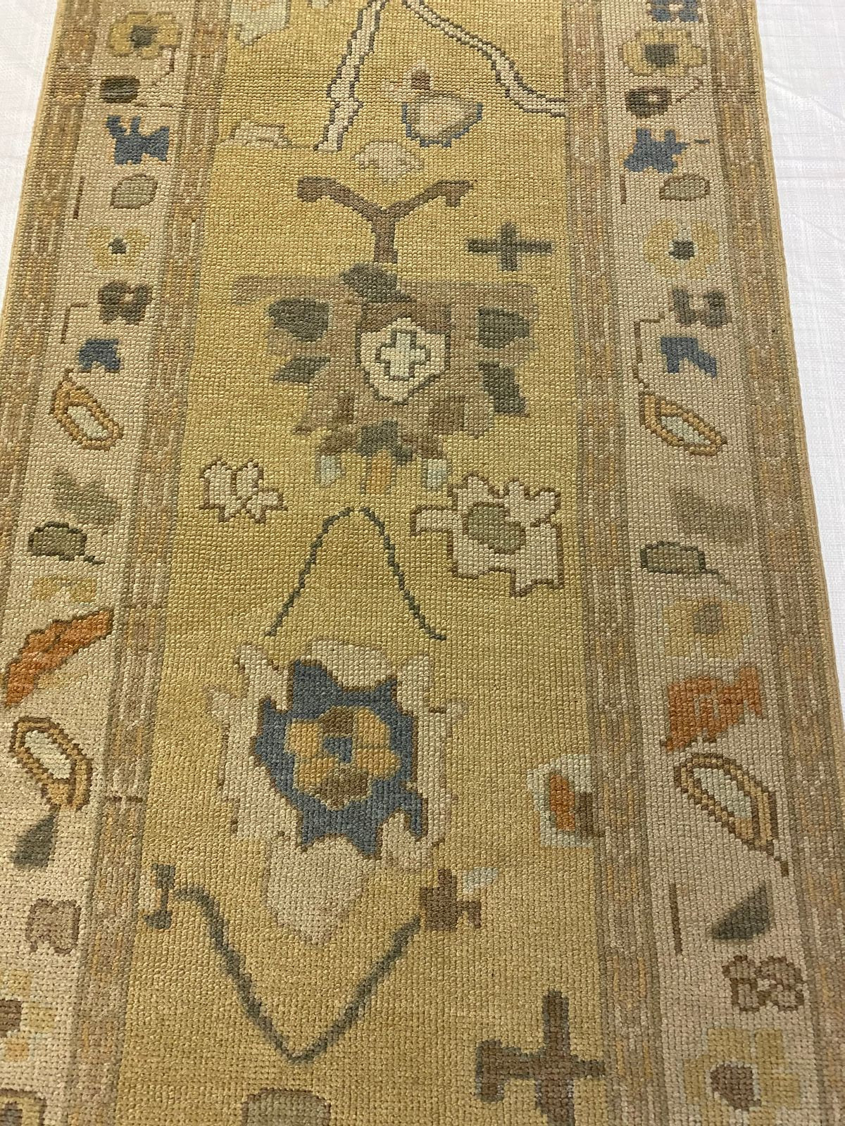 3x17 Gold and Ivory Turkish Oushak Runner