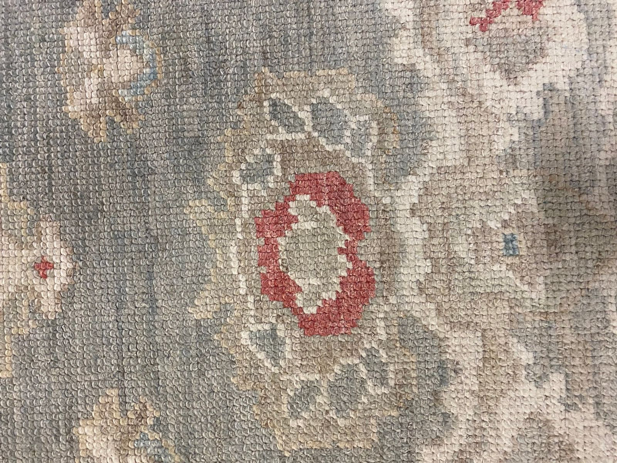 3x10 Blue and Ivory Turkish Oushak Runner