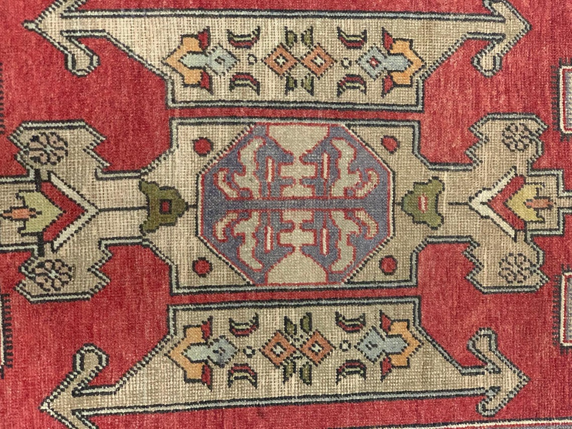 5x8 Red and Black Turkish Tribal Rug