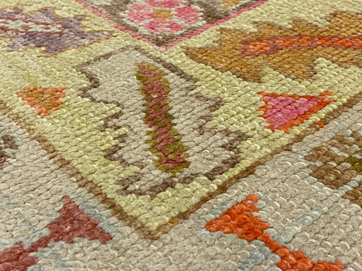 6x9 Pink and Ivory Turkish Oushak Rug