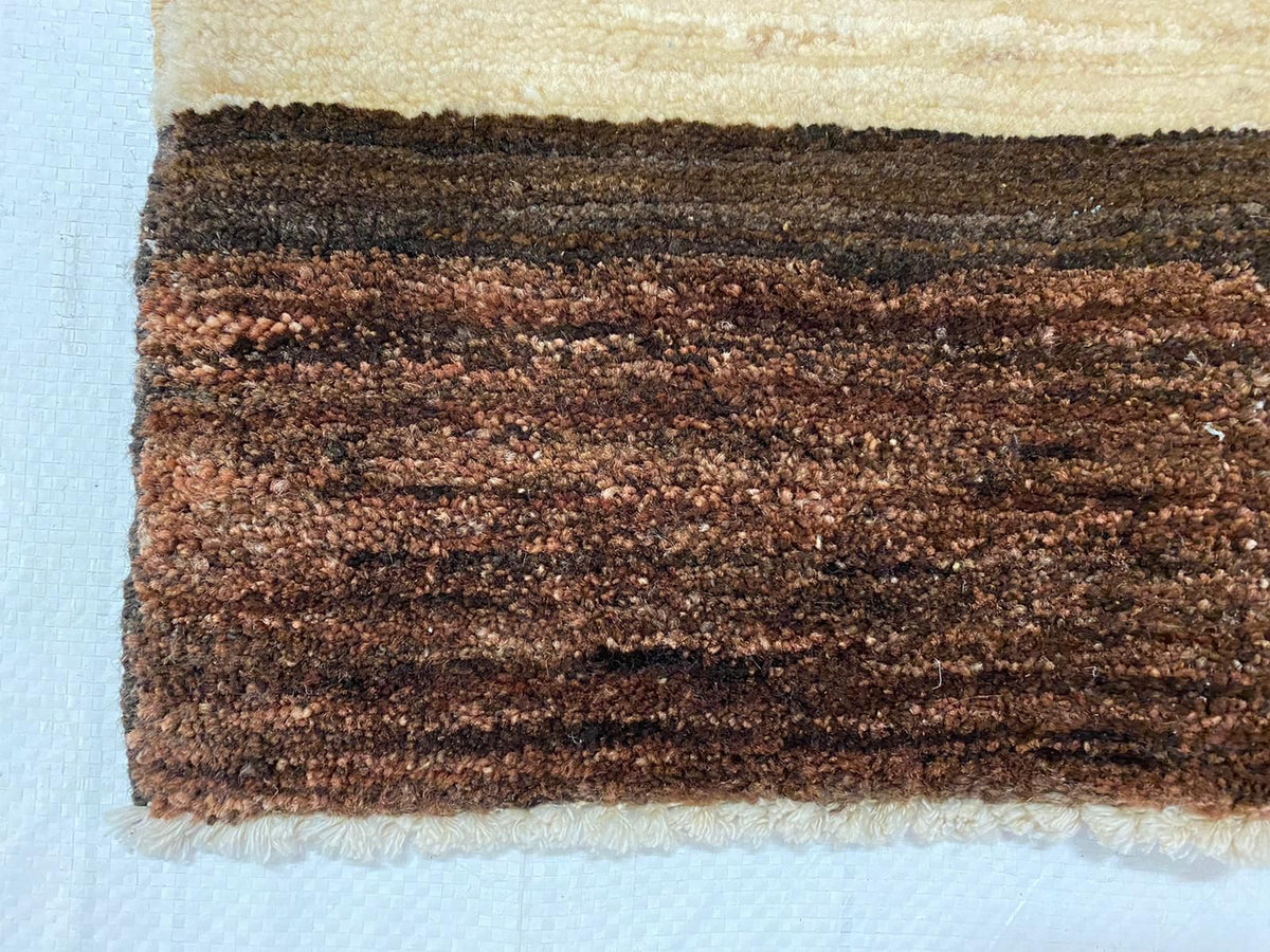 3x8 Brown and Ivory Modern Contemporary Runner