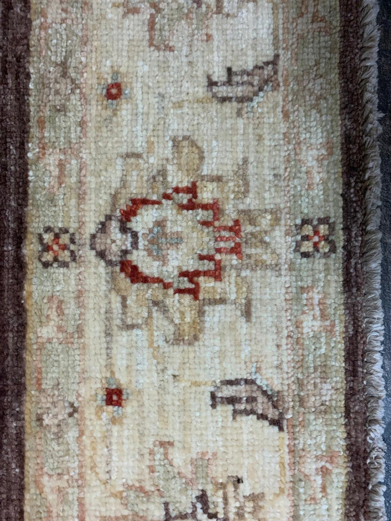 3x4 Brown and Beige Turkish Oushak Rug