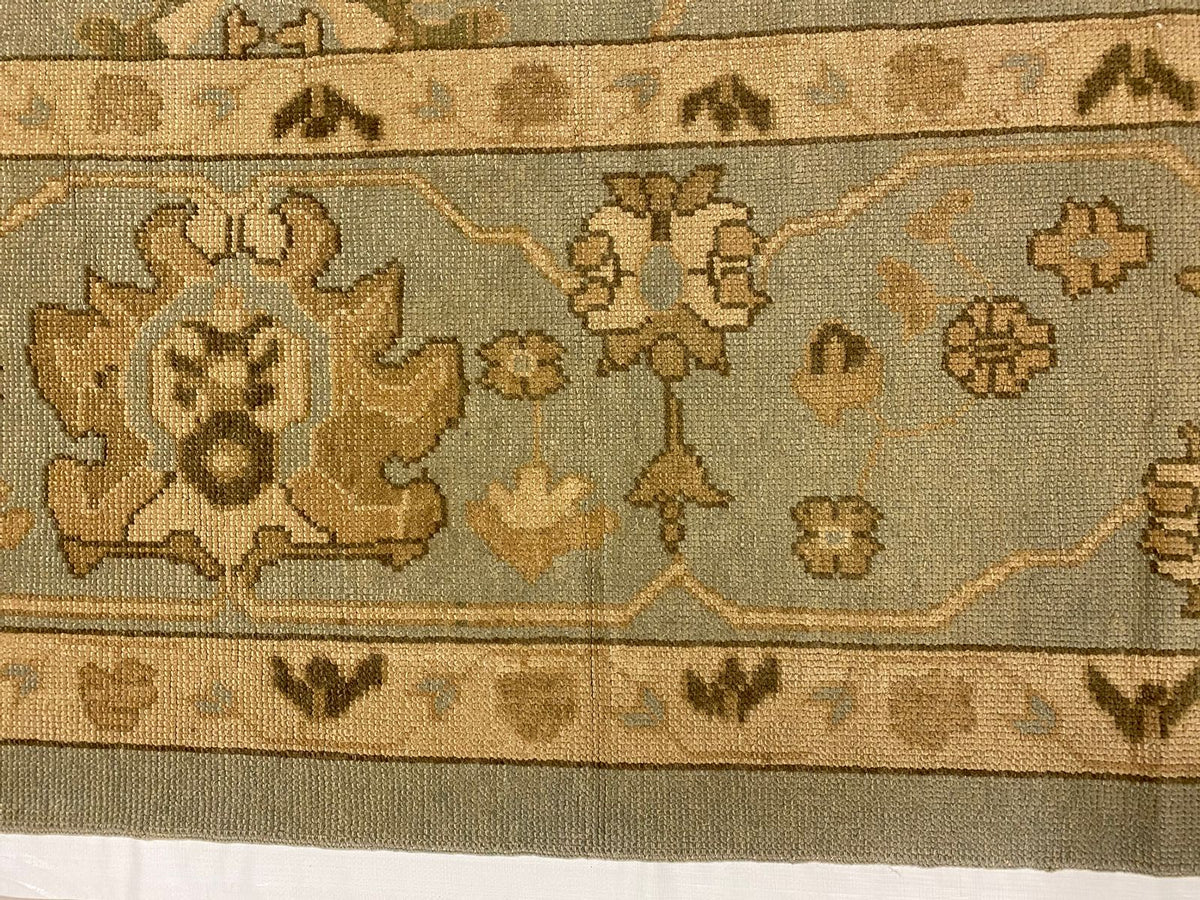 13x16 Blue and Ivory Turkish Oushak Rug