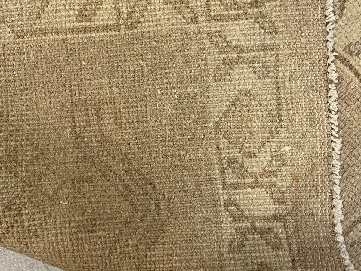 2x13 Beige and Ivory Green Turkish Tribal Runner