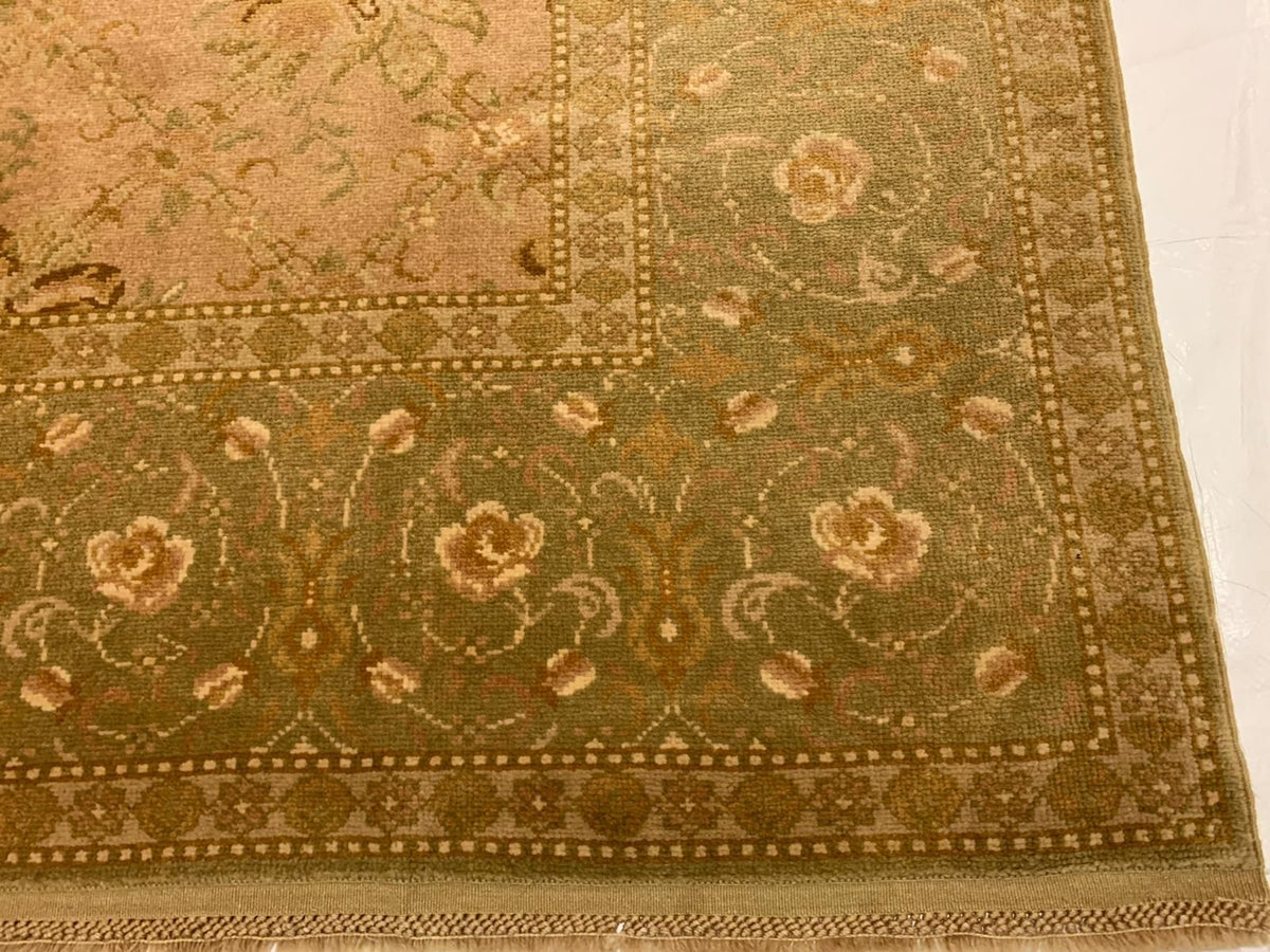 7x10 Gold and Green Turkish Oushak Rug