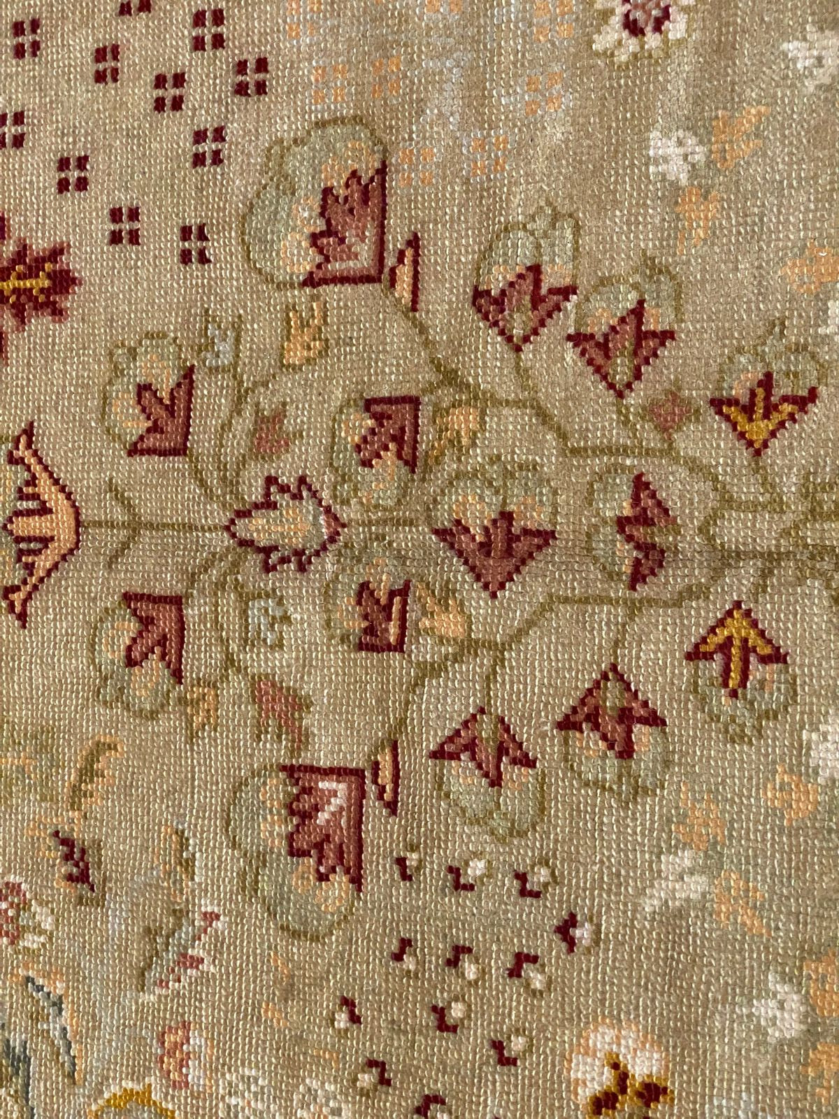 Vintage Handmade 9x12 Beige and Red Anatolian Turkish Oushak Distressed Area Rug