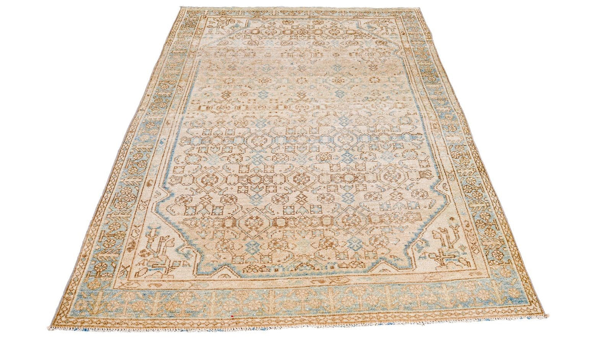 4x7 Beige and Blue Persian Rug