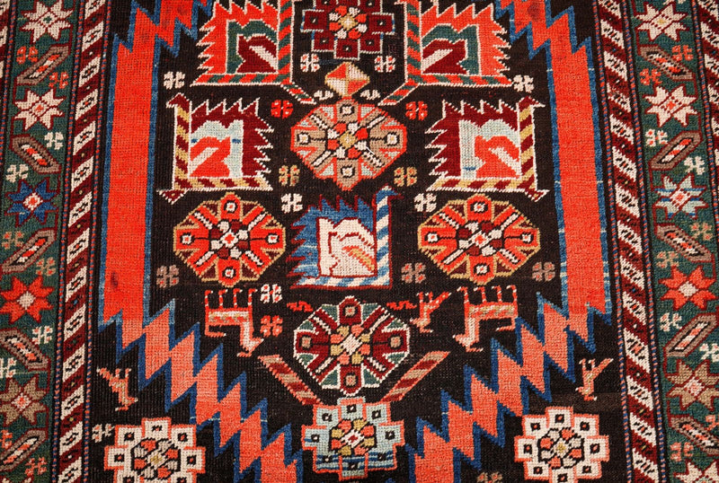 3x9 Red and Blue Kazak Tribal Runner