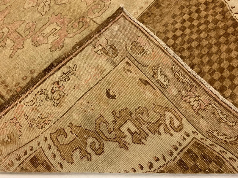Vintage Handmade 6x10 Brown and Ivory Anatolian Turkish Tribal Distressed Area Rug
