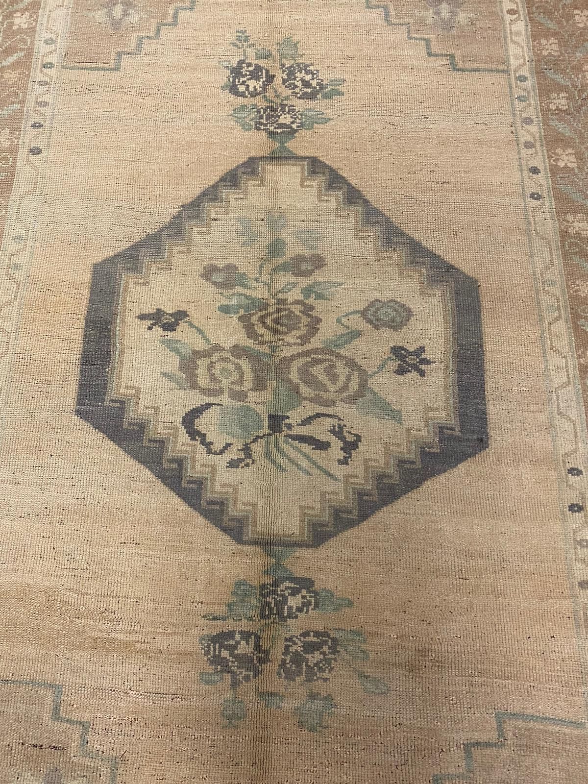5x9 Brown and Green Turkish Tribal Rug