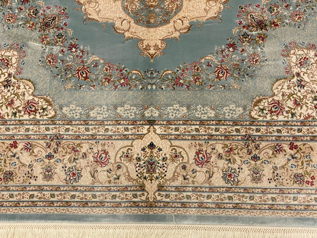 5x8 Blue and Ivory Turkish Antep Rug