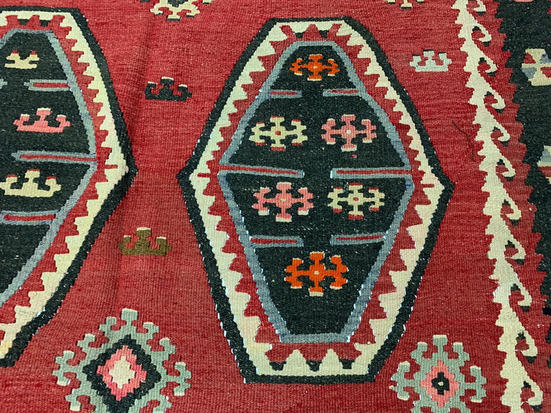 Vintage Handmade 5x9 Red and Brown Anatolian Turkish Traditional Distressed Area Rug