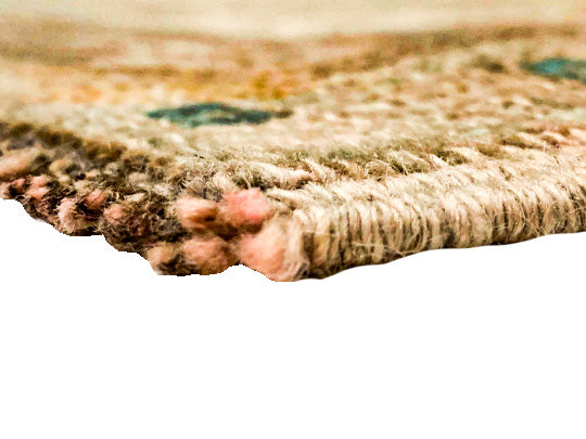 5x9 Ivory and Brown Turkish Tribal Rug