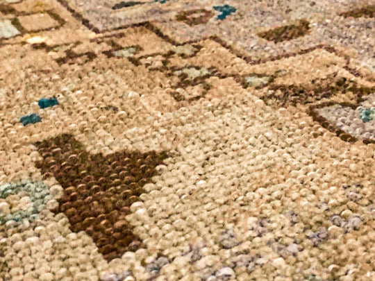 5x9 Ivory and Brown Turkish Tribal Rug