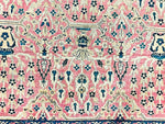 Vintage Handmade 5x6 Pink and Navy Anatolian Turkish Oushak Distressed Area Rug