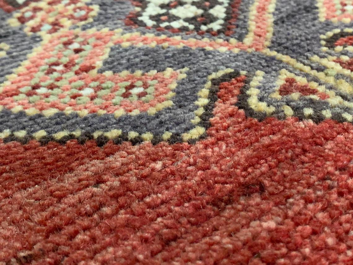6x11 Beige and Red Turkish Tribal Rug