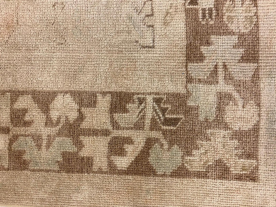 4x9 Ivory and Brown Turkish Tribal Runner