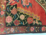 Vintage Handmade 5x7 Red and Blue Anatolian Turkish Tribal Distressed Area Rug
