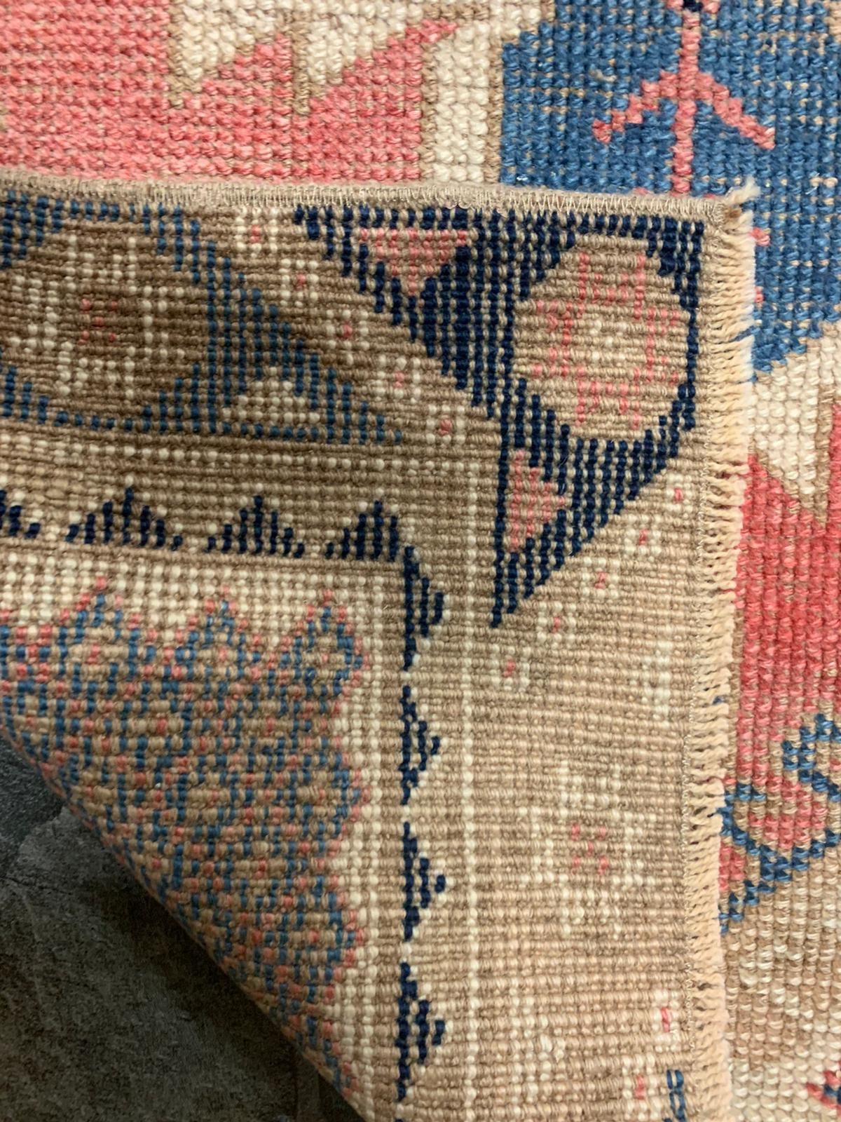 2x9 Pink and Navy Turkish Tribal Runner