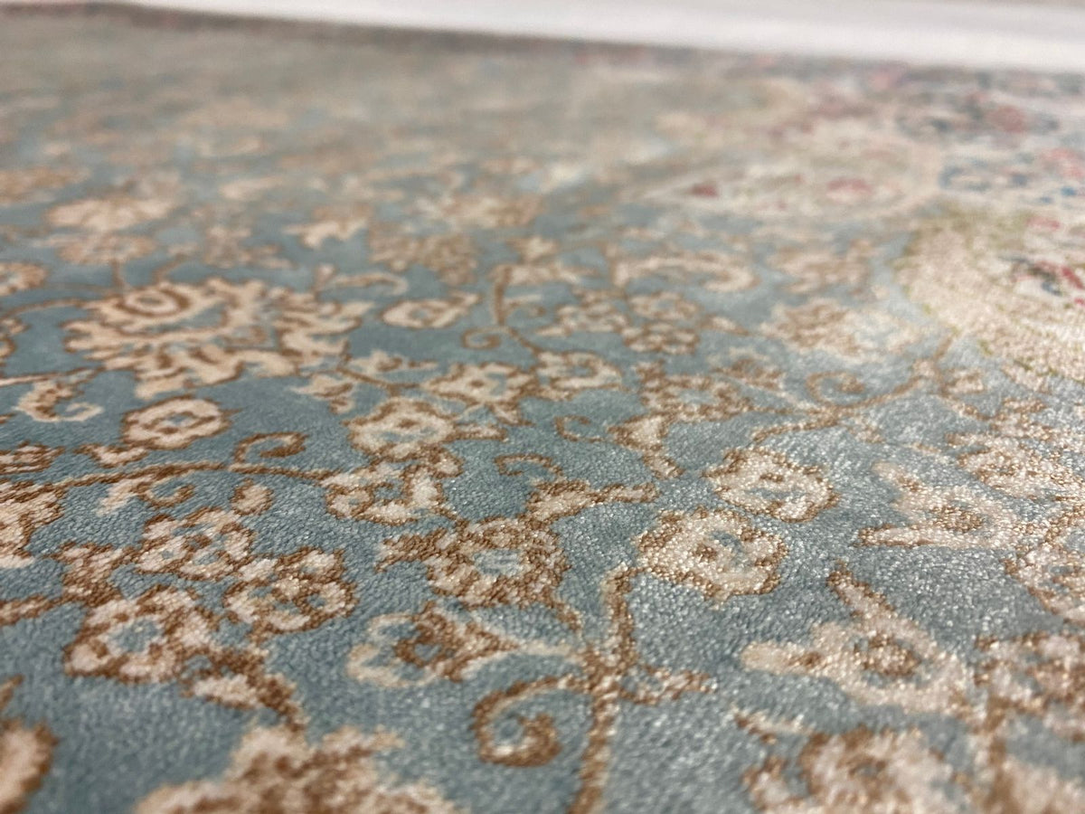 3x7 Blue and Green Turkish Antep Runner