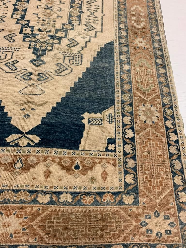 4x7 Ivory and Brown Turkish Tribal Rug