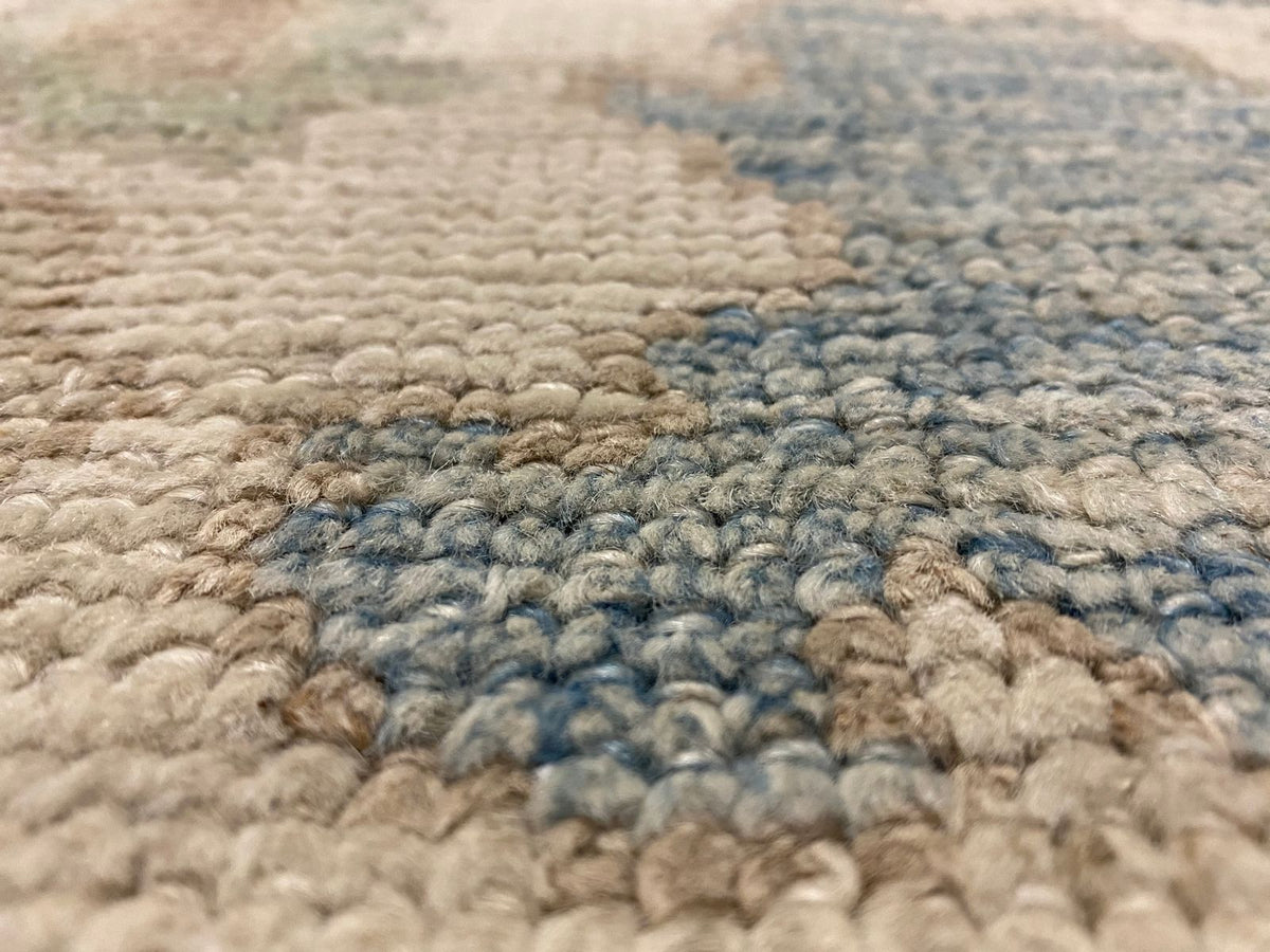 3x10 Blue and Ivory Turkish Oushak Runner
