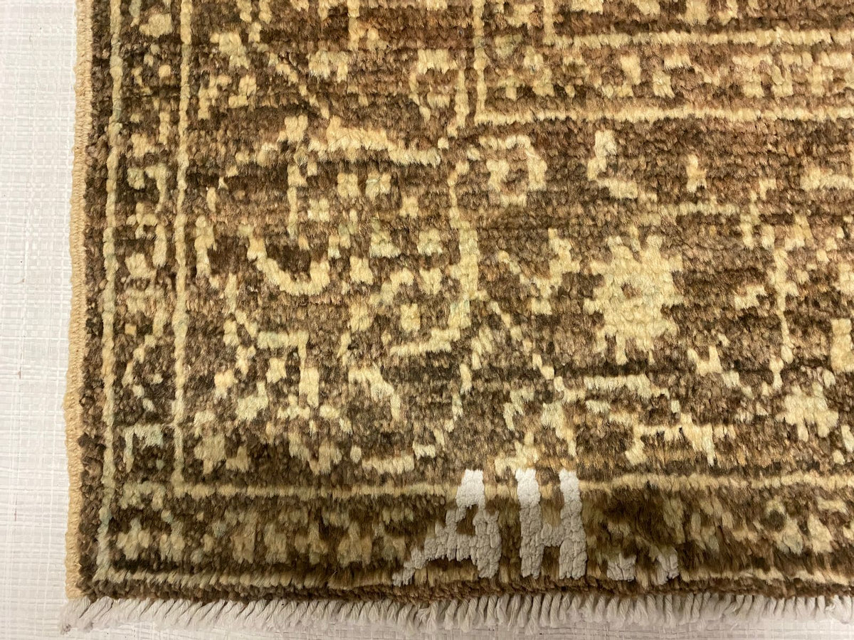 4x6 Brown and Ivory Anatolian Tribal Rug