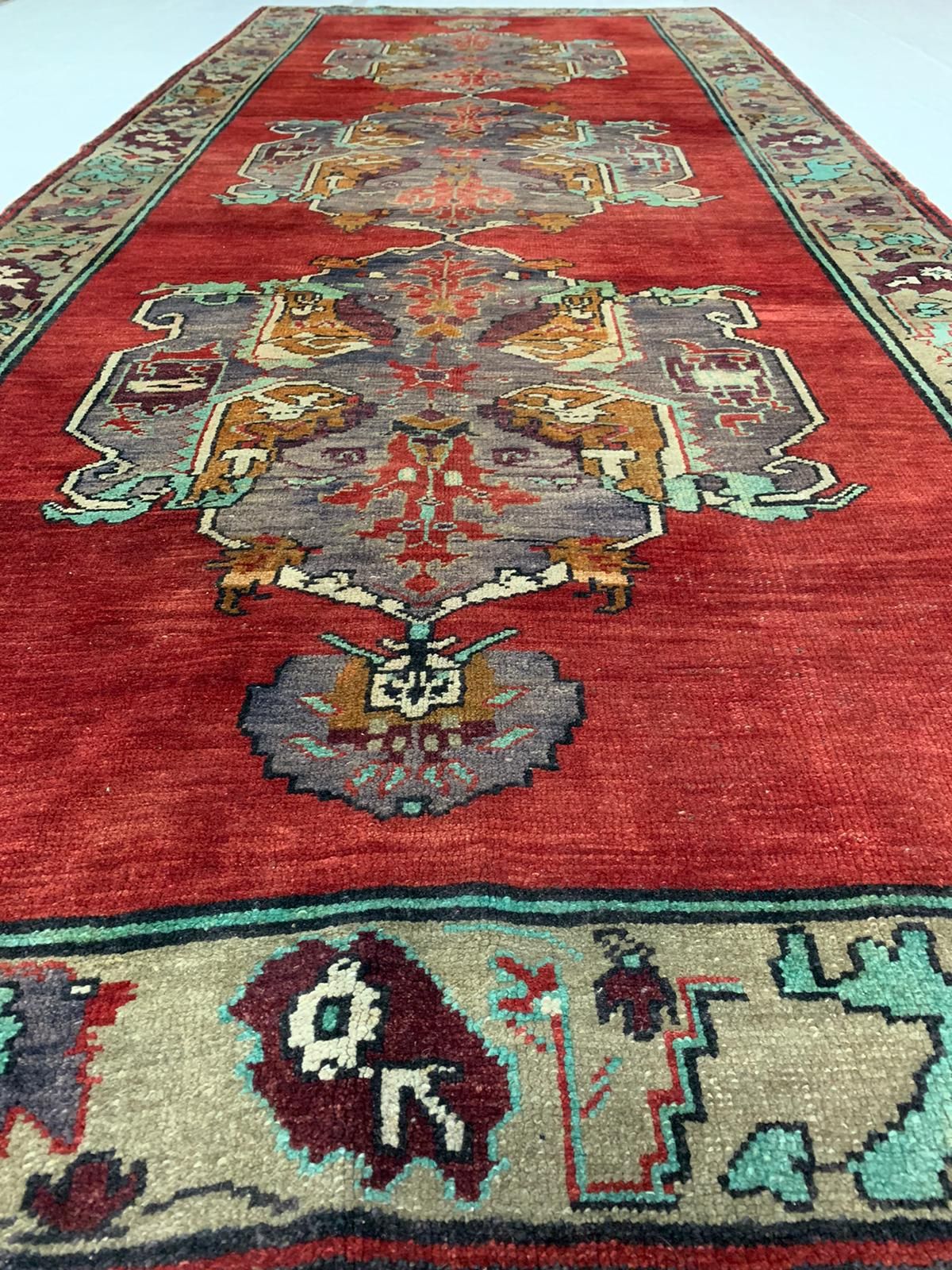 5x12 Red and Brown Turkish Tribal Runner