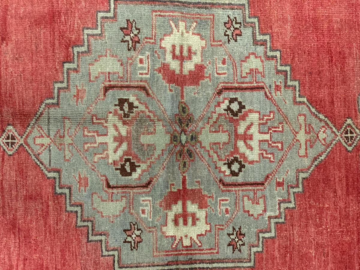 4x7 Red and Gray Turkish Tribal Rug
