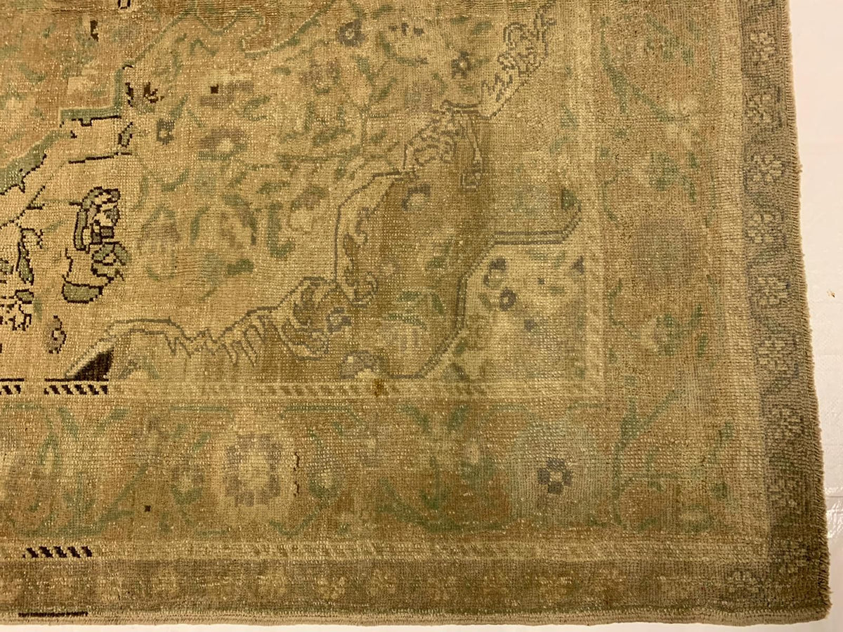 6x10 Ivory and Ivory Turkish Tribal Rug