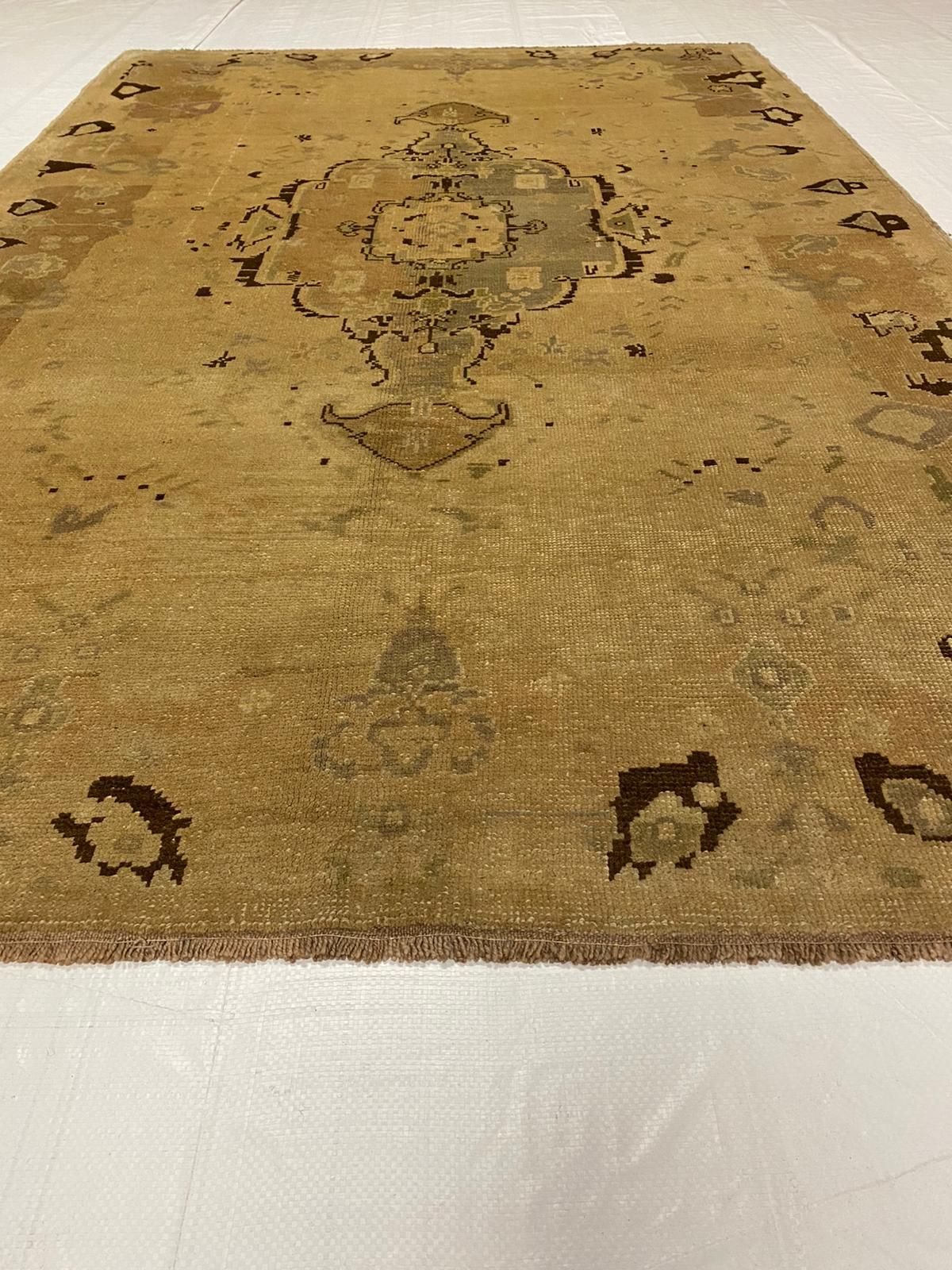5x8 Ivory and Brown Turkish Tribal Rug