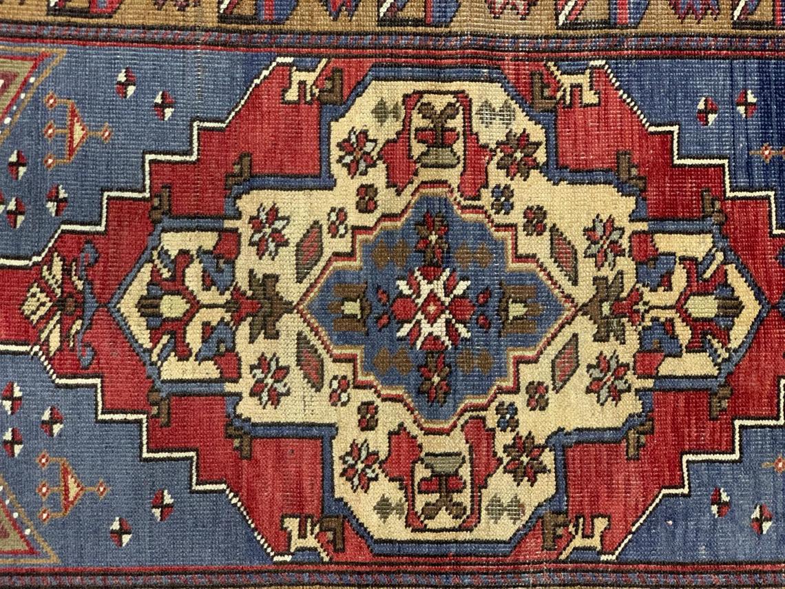 3x5 Red and Green Turkish Tribal Rug