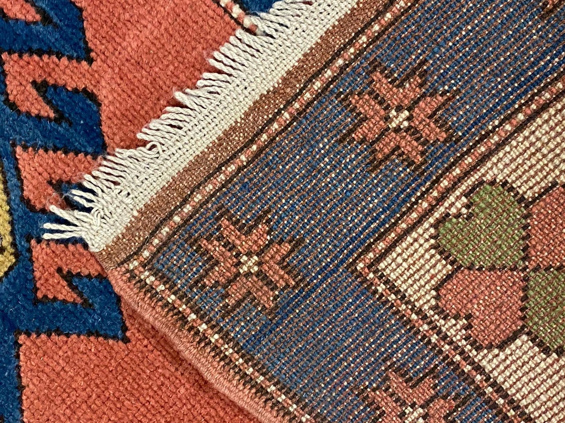 6x7 Red and Blue Turkish Tribal Rug