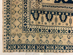 5x9 Ivory and Navy Turkish Tribal Rug