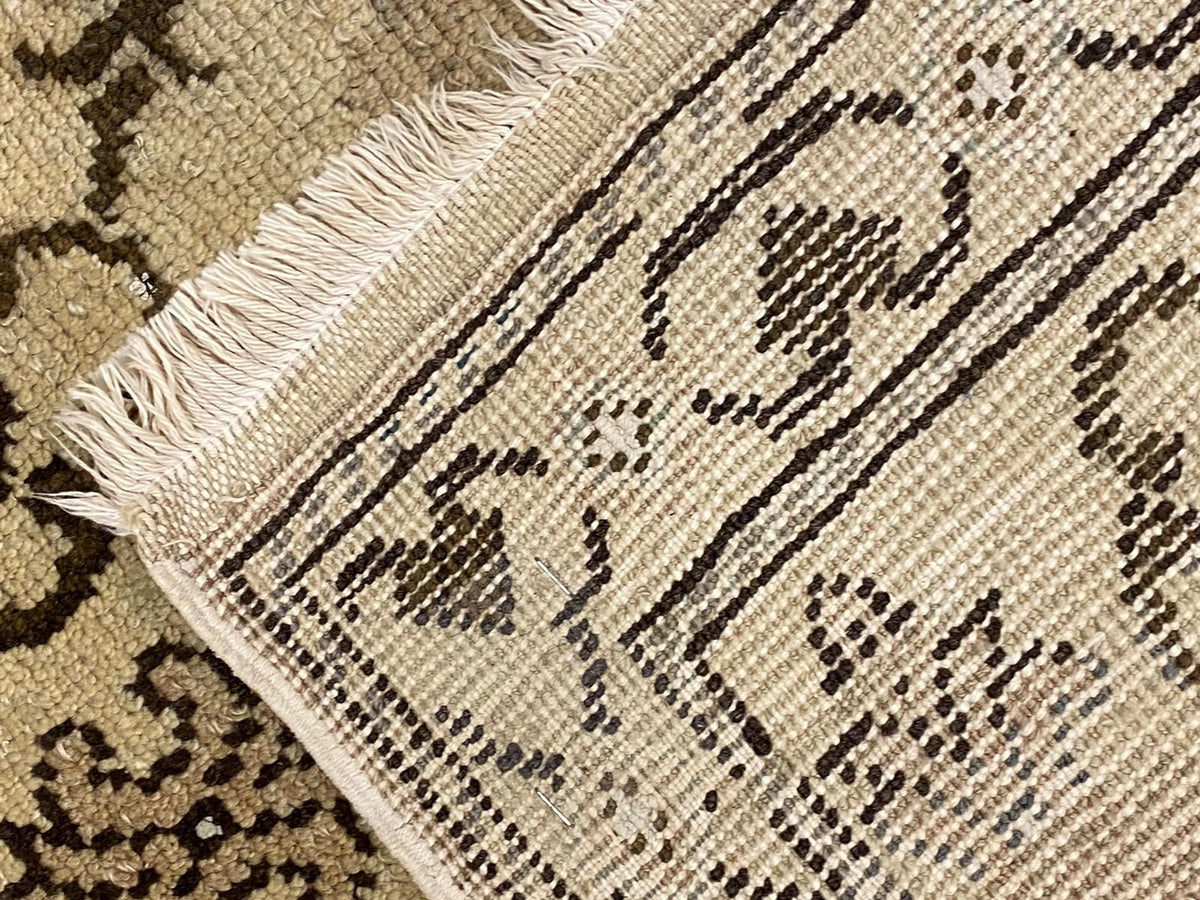 6x8 Ivory and Green Turkish Tribal Rug