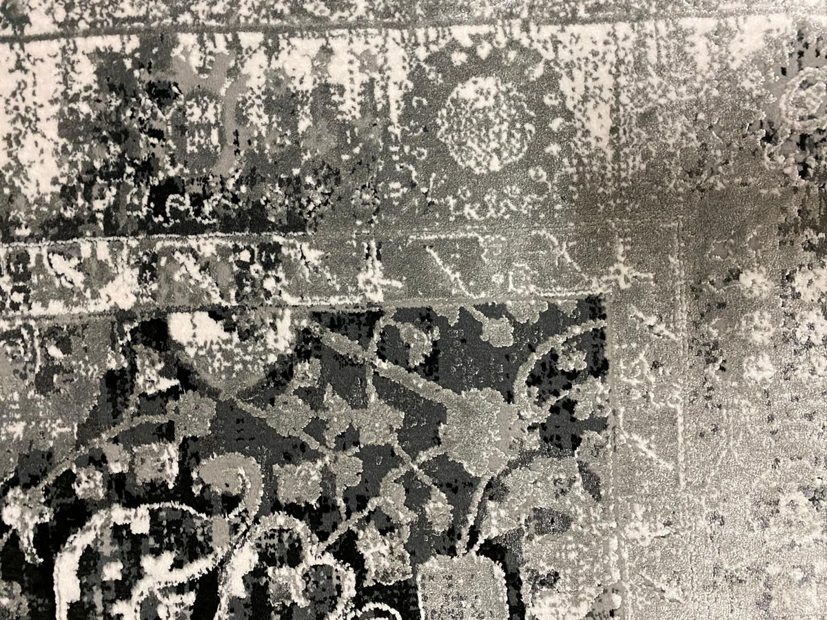 8x11 Black and White Turkish Antep Rug